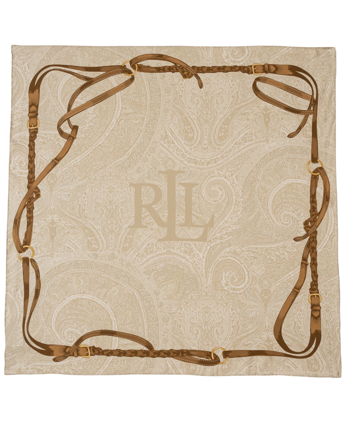 Equestrian Paisley Square Scarf - Ivory Beige