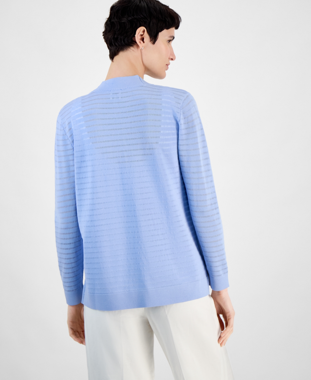 ANNE KLEIN WOMEN'S SHADOW STRIPE OPEN-FRONT CARDIGAN 