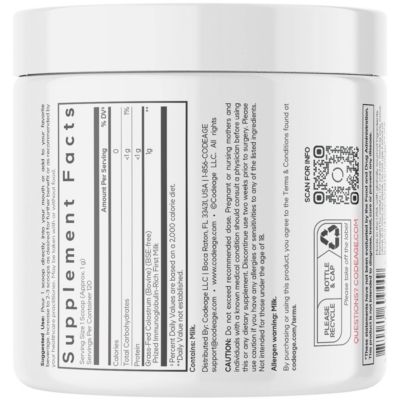 Bovine Colostrum Powder Supplement 4-Month Supply, 1000mg per Serving, Grass-Fed Ethically Sourced, Immunoglobulin-Rich Prized First Milk, Cold-Chain Pasteurized, Agglomerated, Non-GMO, 4.3 OZ