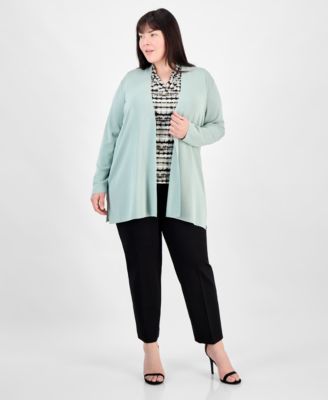 ANNE KLEIN PLUS SIZE NAPA CARDIGAN PRINTED TOP HOLLYWOOD ANKLE PANTS 