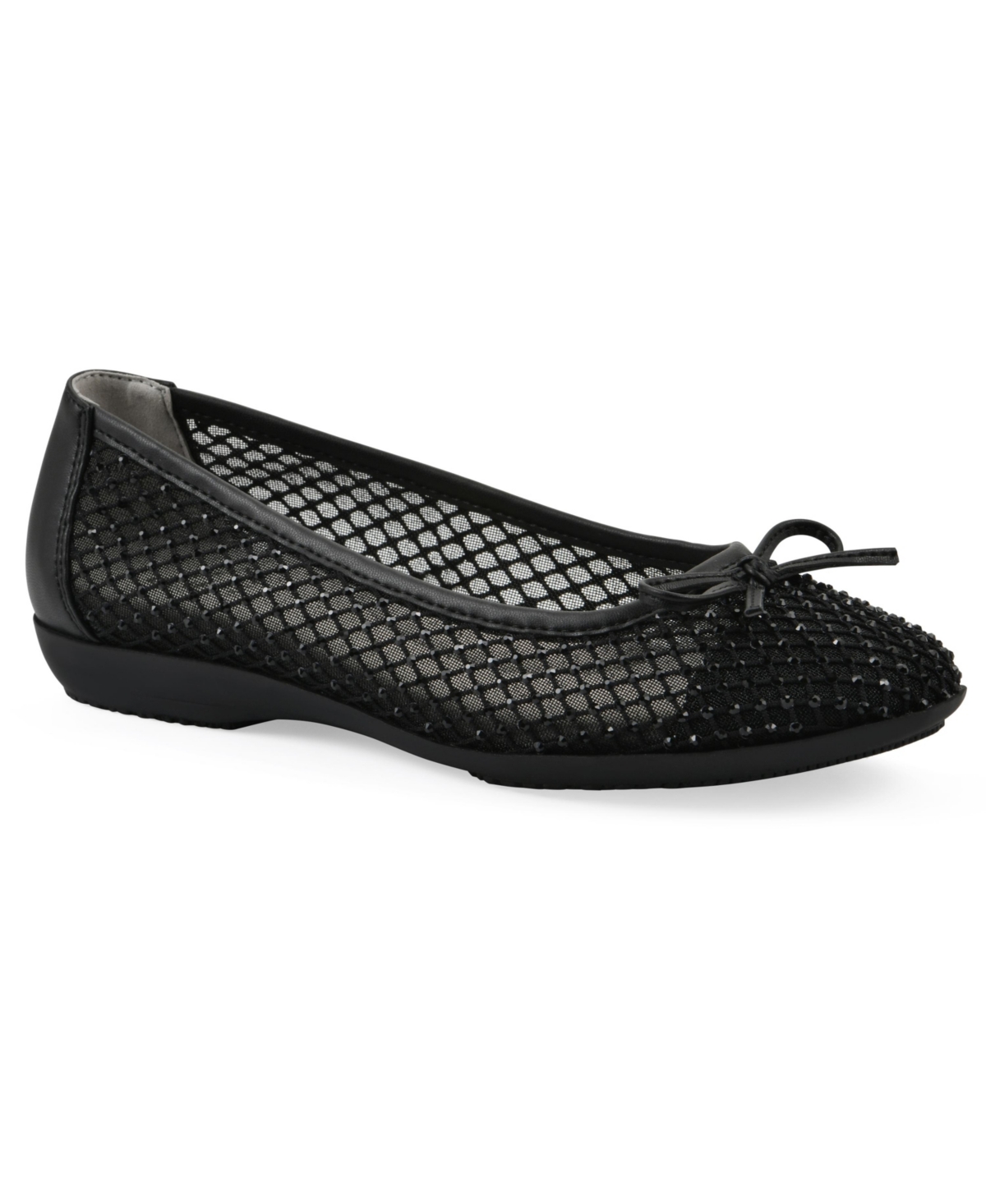 Cliffs By White Mountain Carlicia Rhinestone Mesh Ballet Flat In Black Fabric