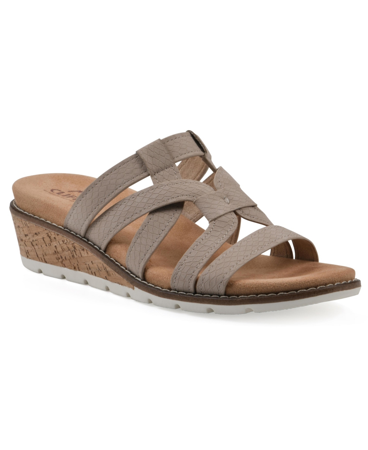 Cliffs By White Mountain Women's Tinisha Wedge Slip-on Sandals In Taupe Embossed