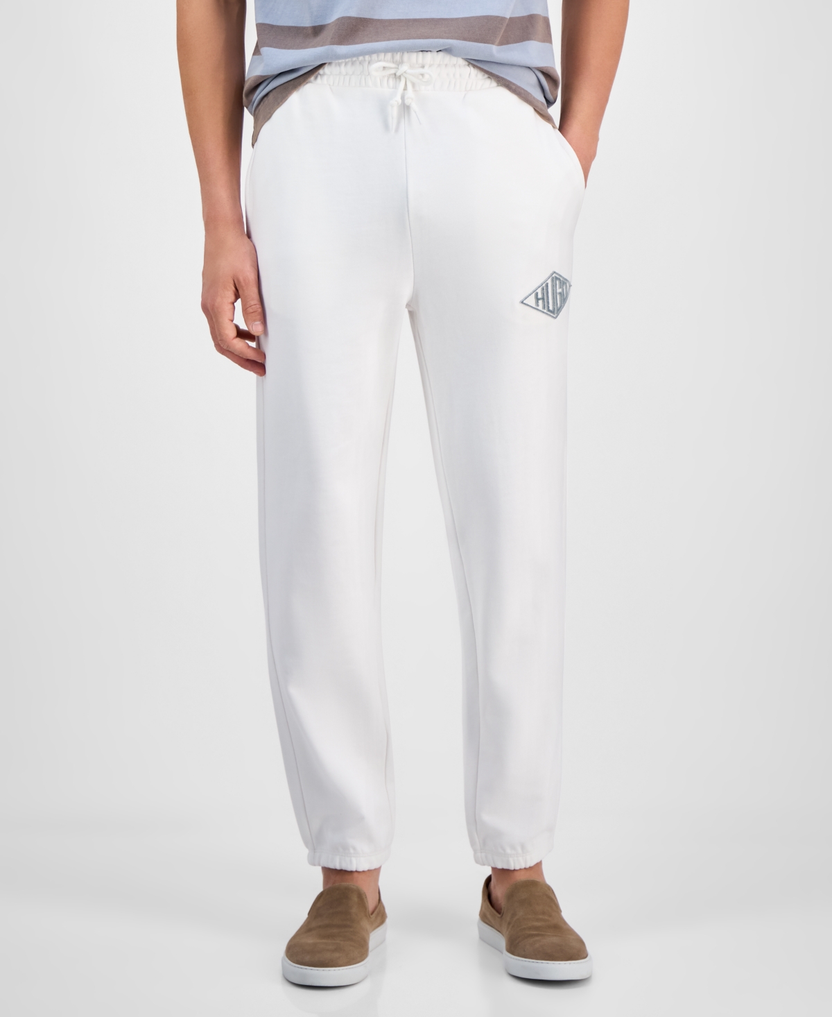 Shop Hugo Boss Hugo By  Men's Dacusi Relaxed-fit Logo Embroidered Joggers In Natural