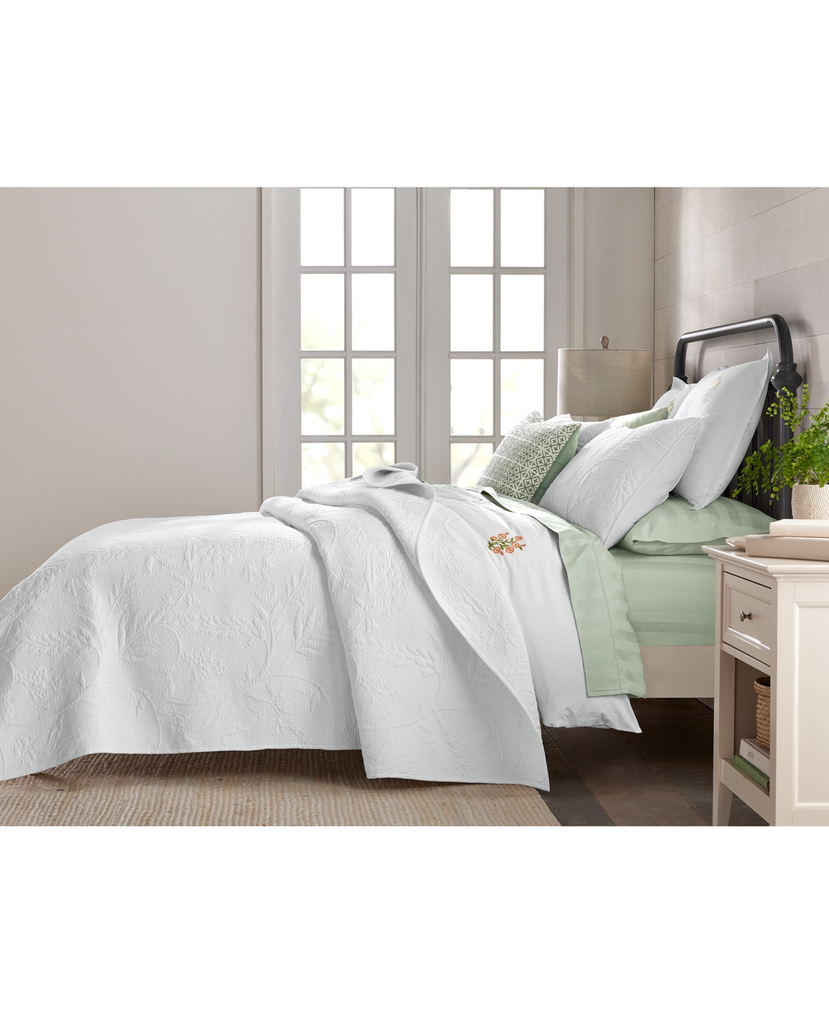 Charter Club Last Act!  Trapunto Vine 3-pc. Quilt Set, Full/queen, Exclusively At Macy's In White