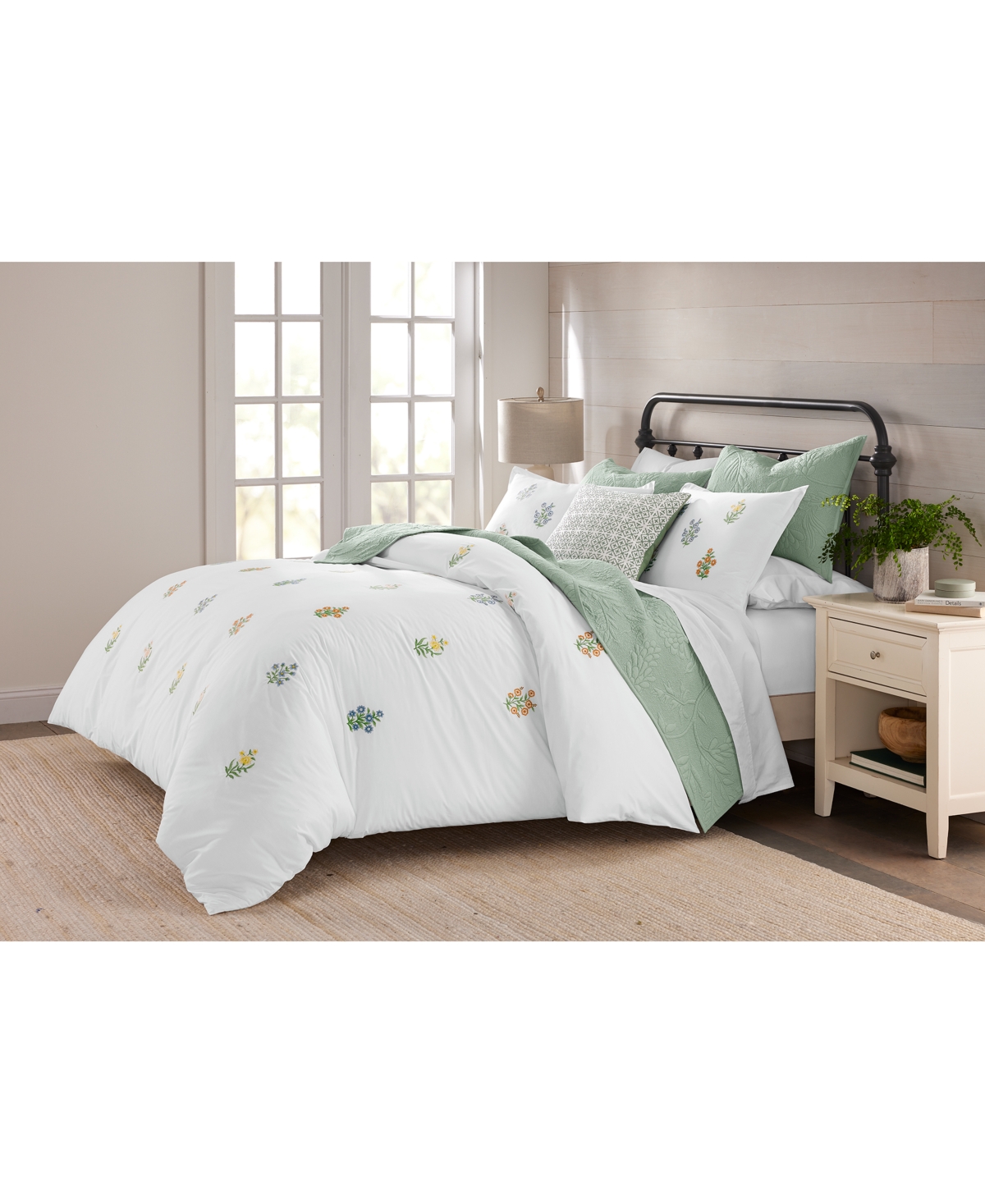 Charter Club Bouquet Embroidery 3-Pc. Duvet Cover Set, King, Exclusively at Macy's