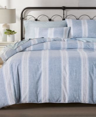 Cotton/Linen Clifton Stripe 2-Pc. Comforter Set, Twin, Exclusively at Macy's