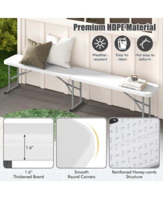 6 Feet Plastic Folding Bench Picnic Camping Dining Seat with Carrying Handle