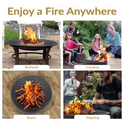 Outdoor Camping or Backyard Replacement Round Steel with Heat-Resistant Paint Finish Fire Pit Bowl - Black