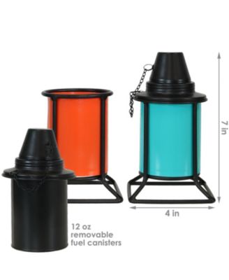 Outdoor Metal Patio Deck Poolside Lawn Tabletop Torch Set - Green, Blue, Orange, and Brown