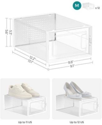 Stackable Clear Shoe Storage Boxes, Pack of 12, Transparent and White