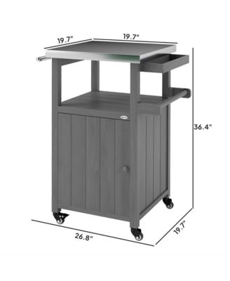Grill Cart, Kitchen Island with Stainless Steel Top, Dark