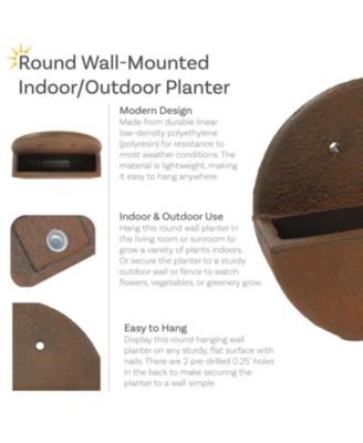 Indoor/Outdoor Round Polyresin Wall-Mounted Flower Pot Planter - 12"