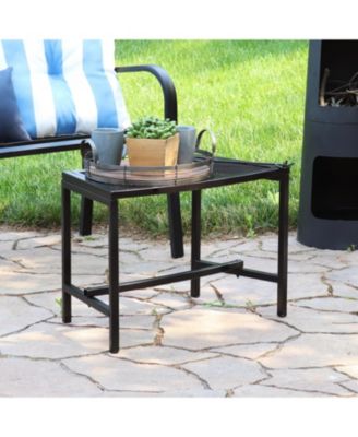 Outdoor Lightweight and Portable Metal Patio Side End Table or Backless Bench Seat with Mesh Top - 23"