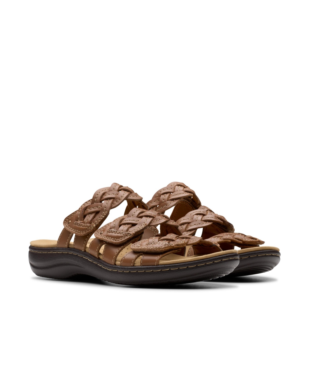 Clarks Collection Women's Laurieann Rio Slip-on Flat Sandals In Tan Leather