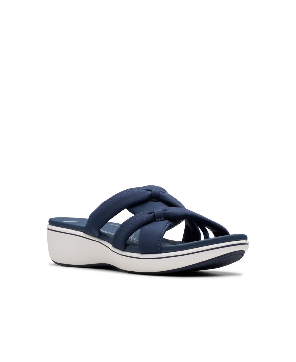 Clarks Cloudsteppers Women's Breeze Rae Cam Slip-on Flat Sandals In Navy Textile