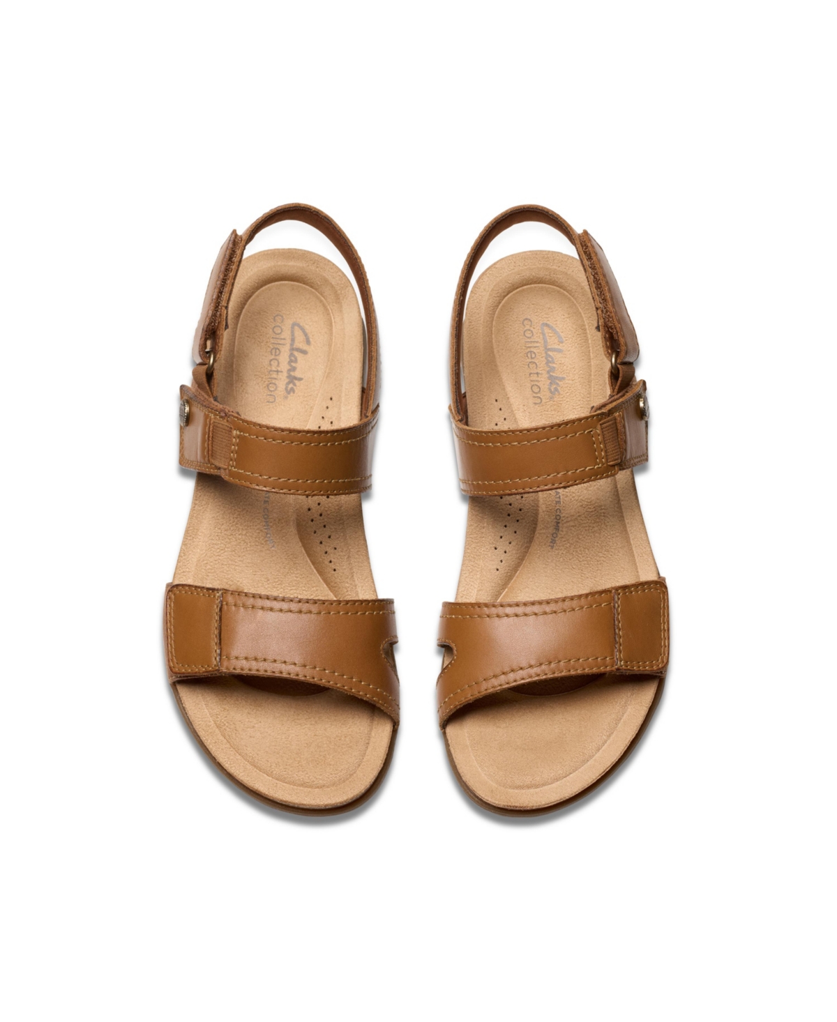 Clarks Collection Women's April Clover Riptape Flat Sandals In Tan Combi Leather