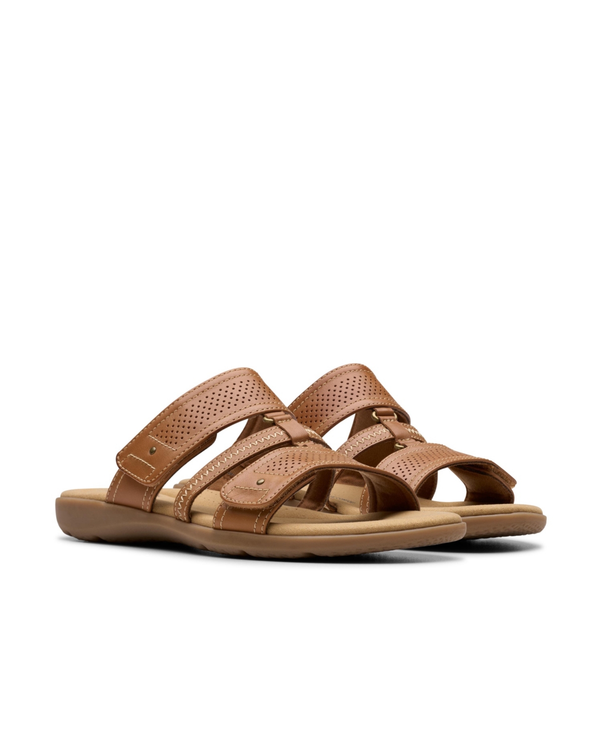 Clarks Collection Women's Elizabelle Ave Slip-on Flat Sandals In Tan Leather