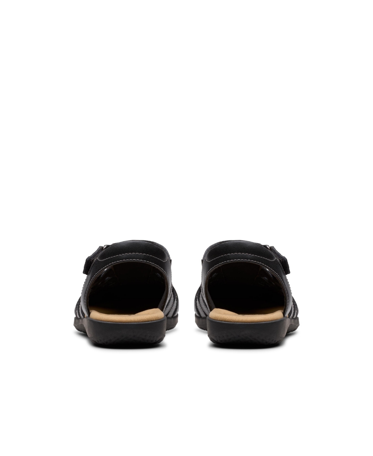 Clarks Collection Women's Elizabelle Mia Riptape Flat Sandals In Black Leather