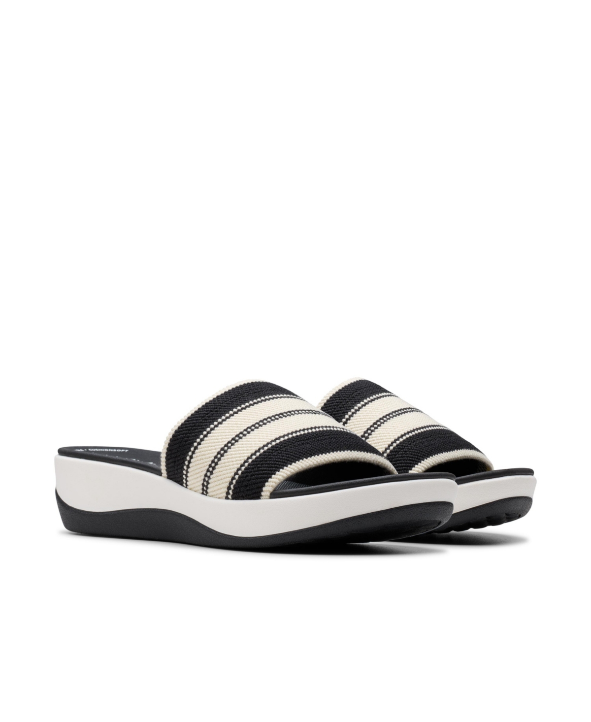 Clarks Cloudsteppers Women's Arla Hollis Slip-on Flat Sandals In Black Combi Textile