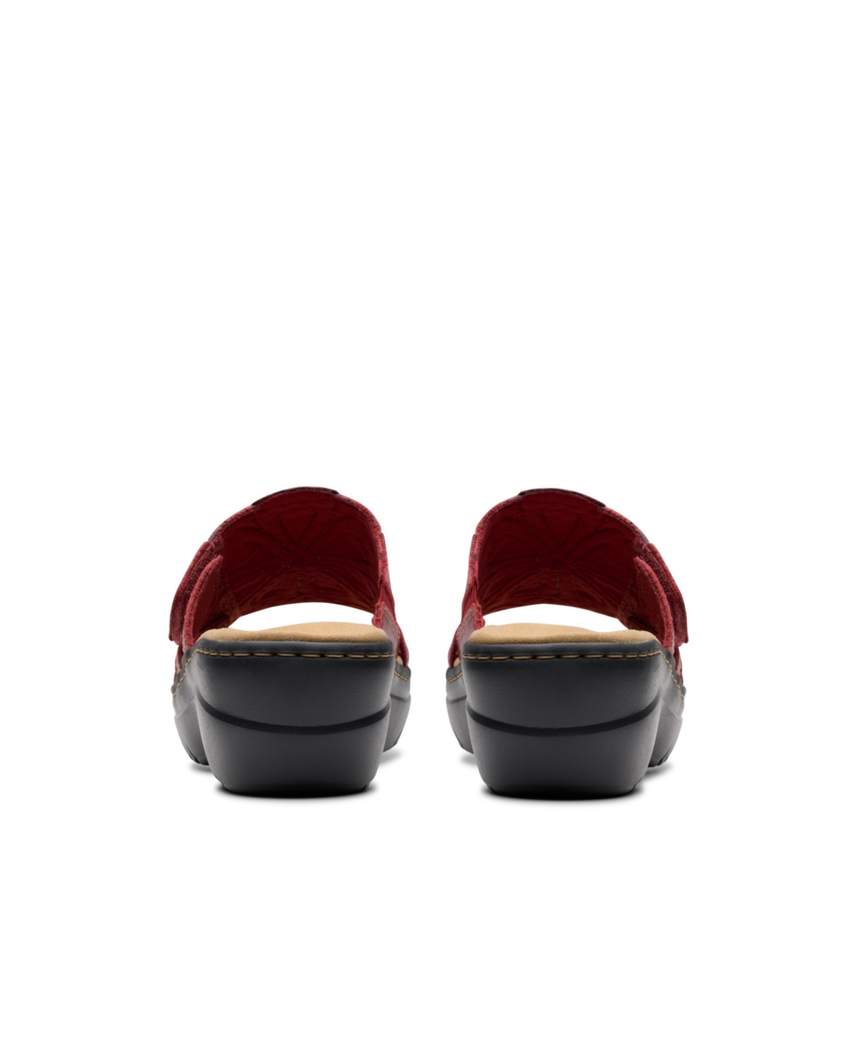 Clarks Collection Women's Merliah2 Belle Wedge Sandals In Red Combi Leather