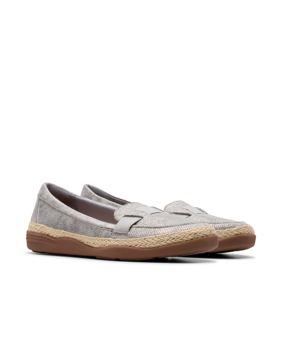 Clarks Collection Women's Elaina Echo Slip-on Shoes In Pewter Metallic Textile