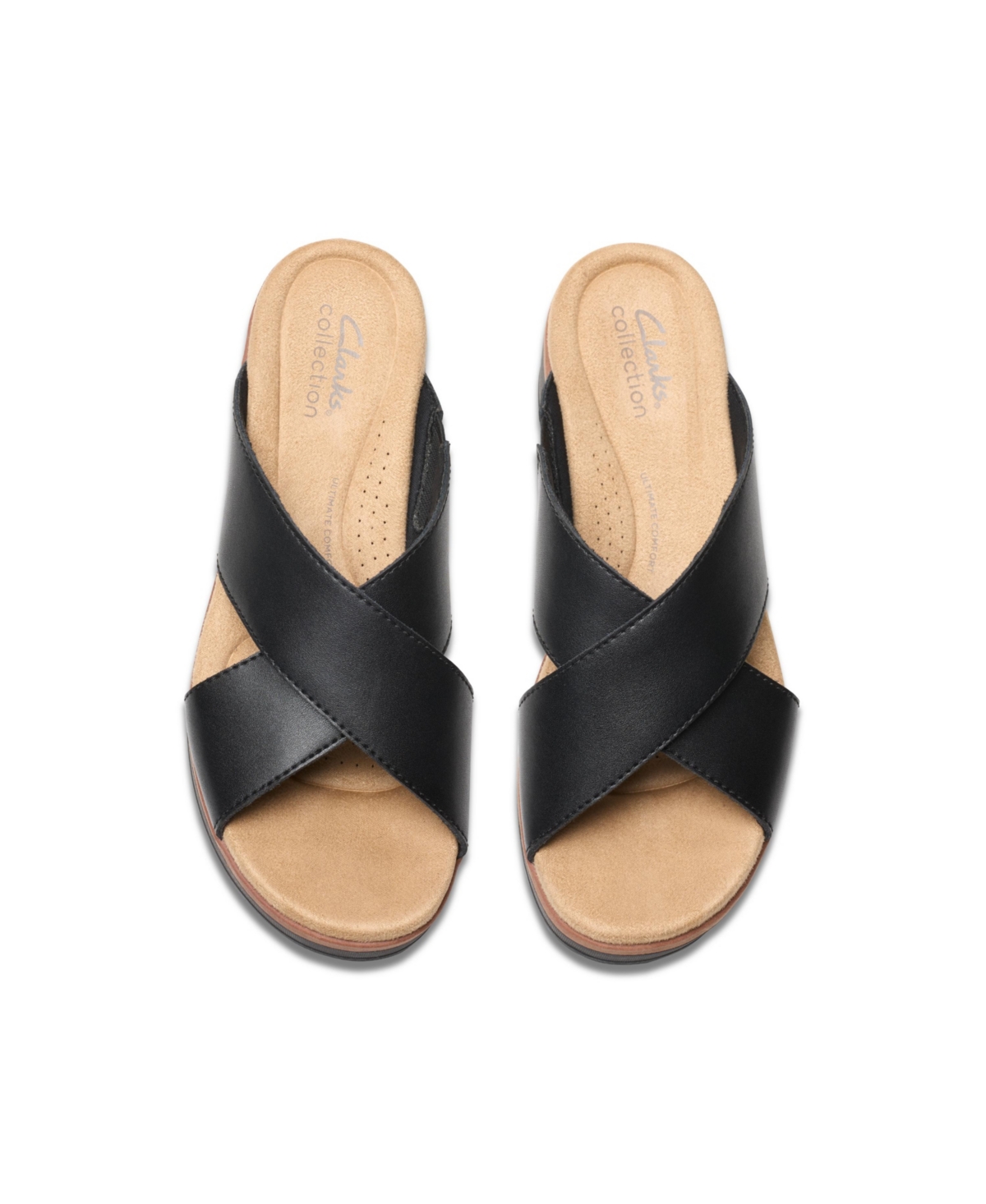 Clarks Jillian Gem Womens Faux Leather Slip-on Wedge Sandals In Black Leather