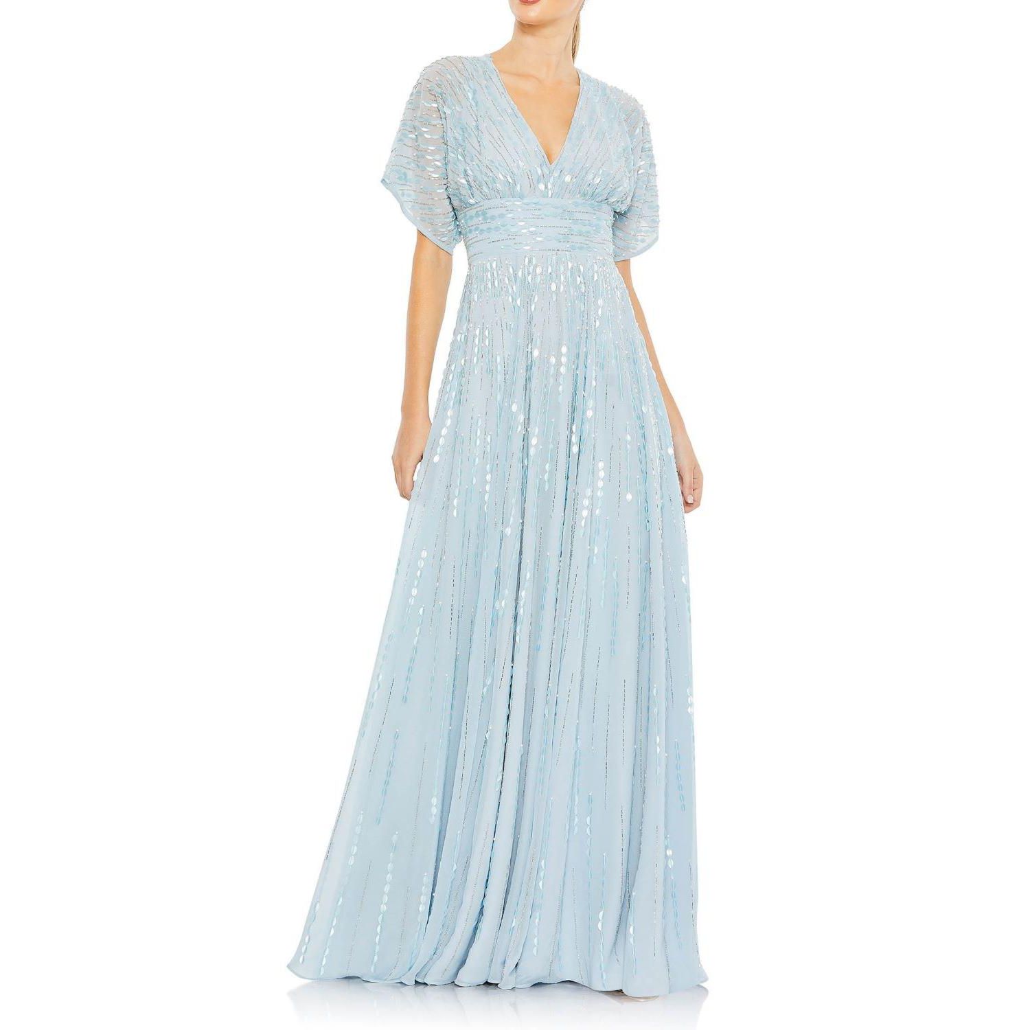 Women's Embellished V Neck Evening Gown