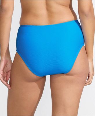 Women's Chlorine Resistant Ottoman Rib High Waisted Bikini Bottoms