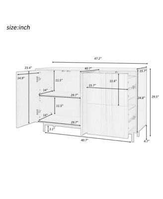 Wave Pattern Storage Cabinet with 2 Doors and 2 Drawers, Adjustable, Suitable for Study, Entrance and Living Room