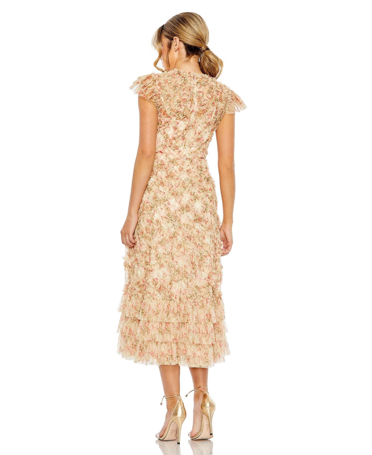 Women's Ruffle Tiered Short Sleeve A Line Dress