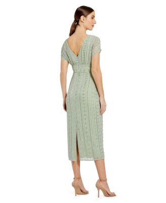 Women's Beaded Cap Sleeve Column Midi Dress