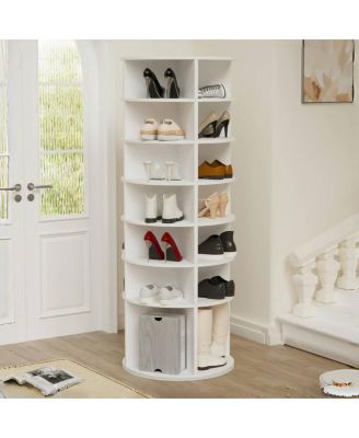 Revolving Shoe Organizer Tower &amp;#x2013; Compact Rotating Rack for Shoes, Heels &amp; Accessories