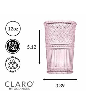 Claro Modern Vintage Tumbler Glasses - 12oz., Set of 4