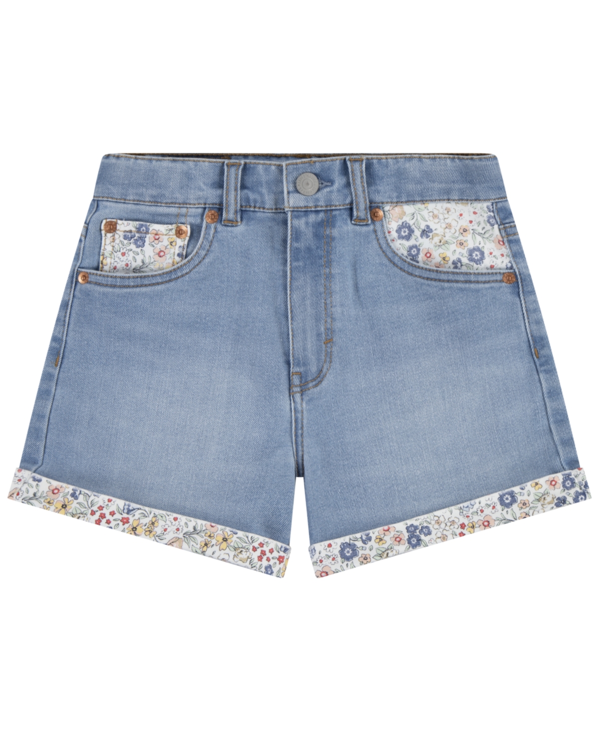 LEVI'S BIG GIRLS PRINT BLOCK MOM SHORTS 