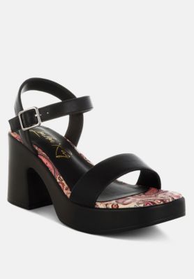 Womens Kolata Faux Leather Pin Buckle Platform Heels