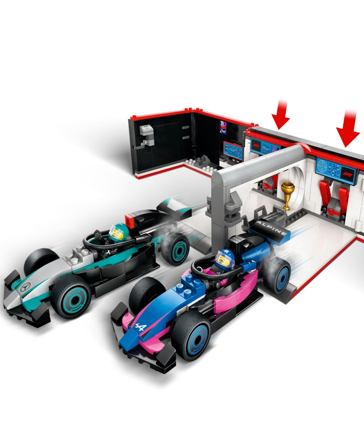 Shop Lego City F1 Garage And Mercedes-amg And Alpine Cars Toy 60444, 678 Pieces In Multi Color