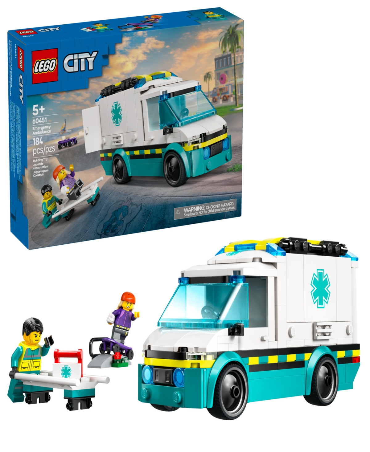 LEGO CITY EMERGENCY AMBULANCE BUILDING TOY 60451, 184 PIECES 