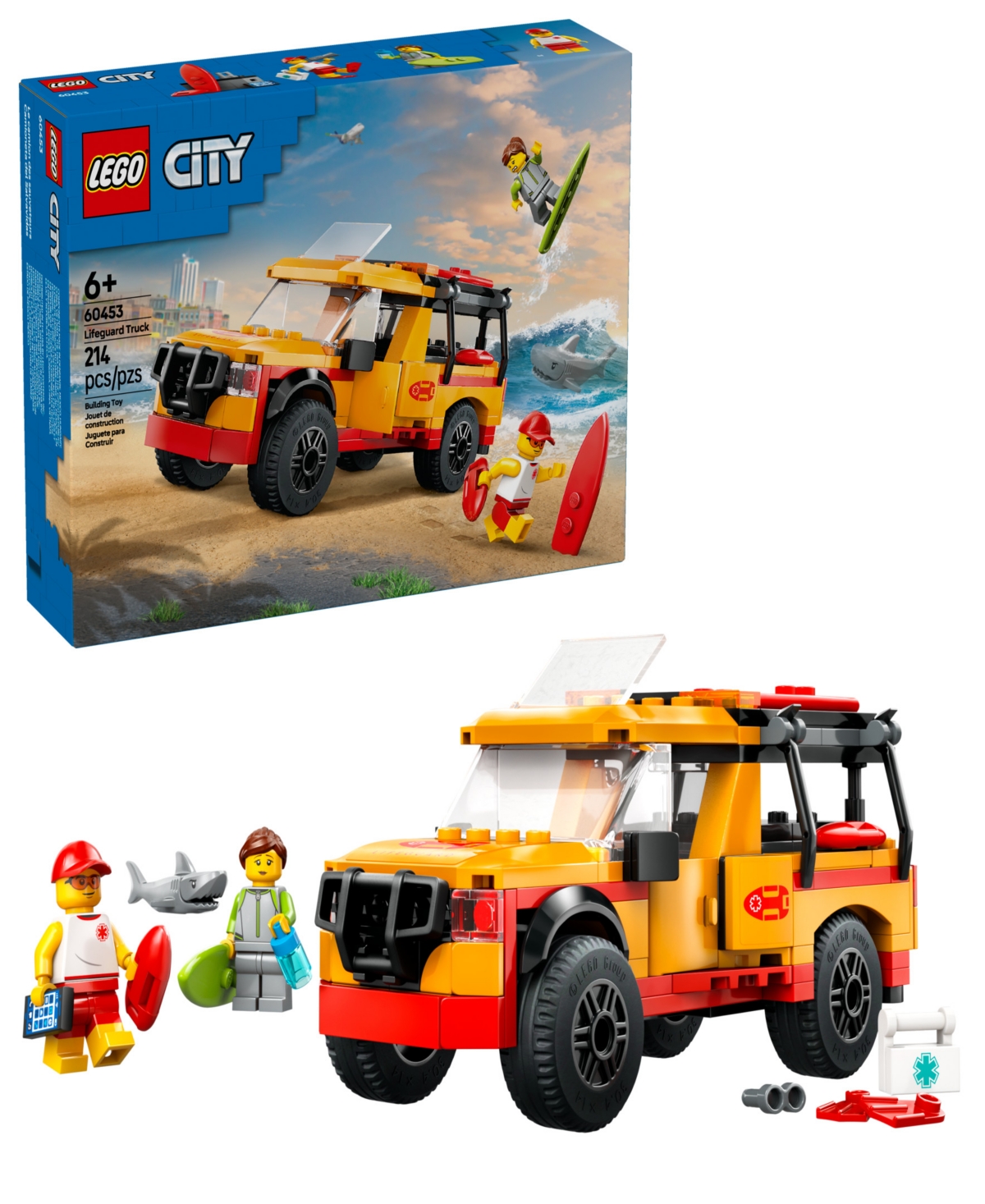 LEGO CITY LIFEGUARD BEACH RESCUE TRUCK BUILDING TOY 60453, 214 PIECES 