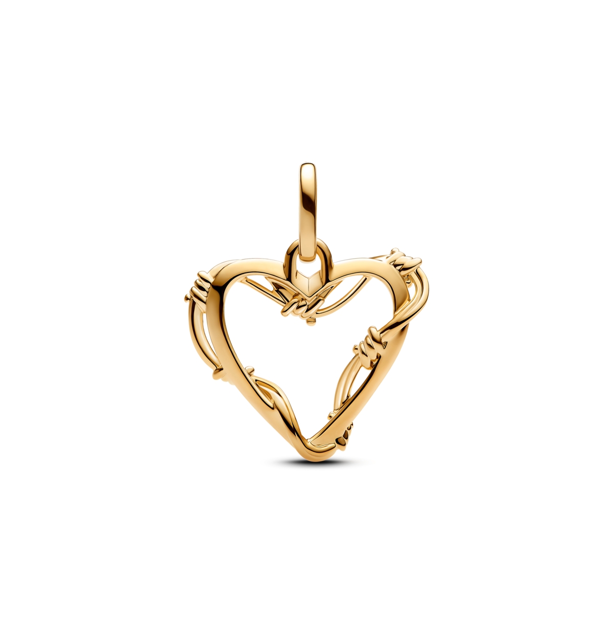 Pandora 14k Gold Plated Wire Heart Dangle Charms In Gold Plated
