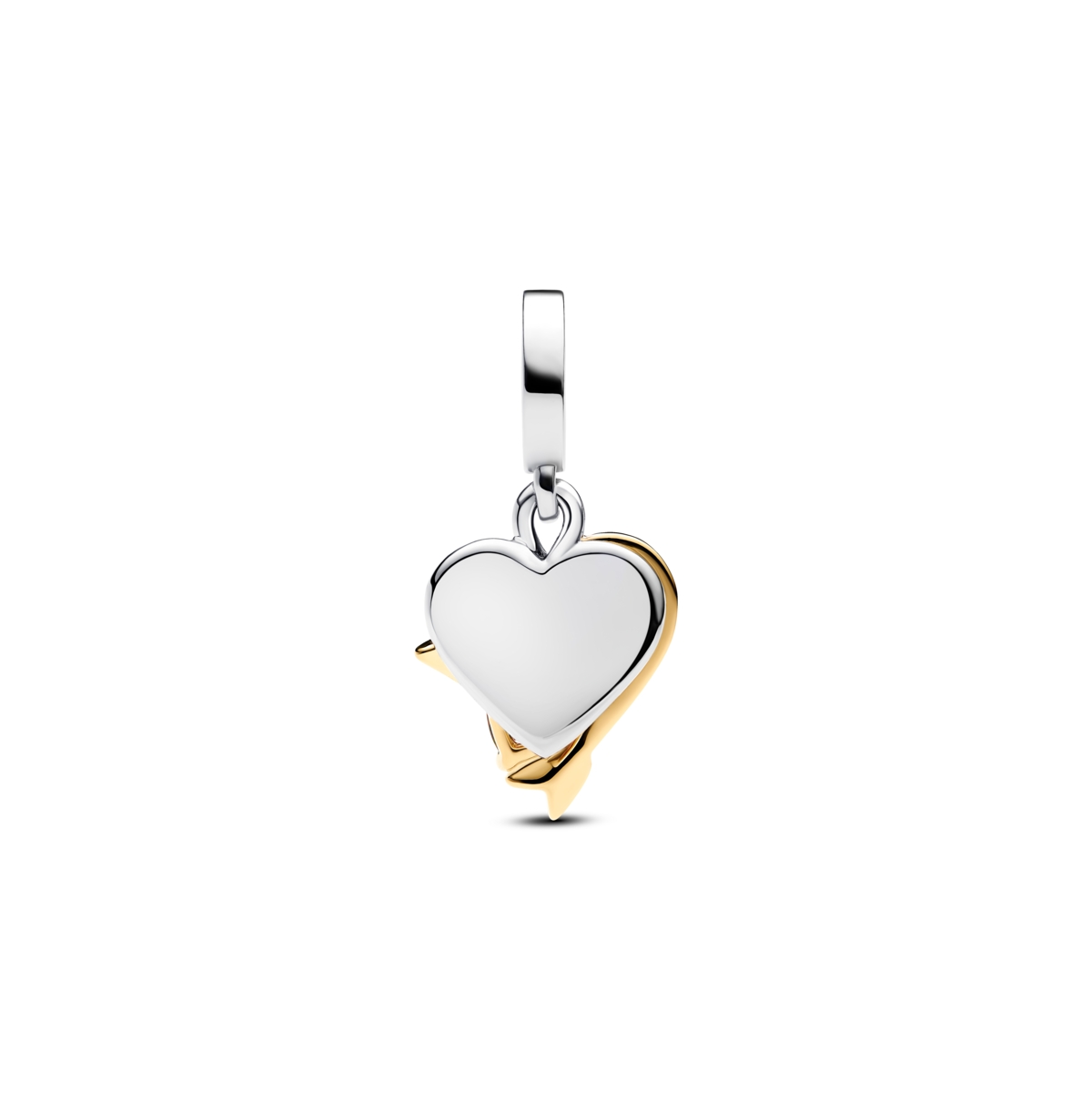 Pandora Engravable Heart And Arrow Double Dangle Charms In Two Tone
