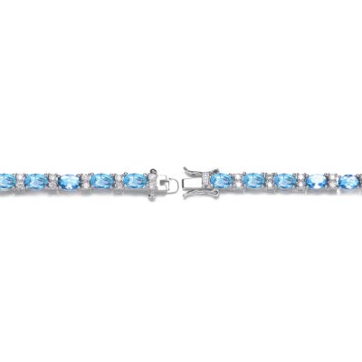 Sterling Silver with Colored Cubic Zirconia Tennis Bracelet in White Gold Plated, 14K Gold Plated, or 18K Rose Gold Plated