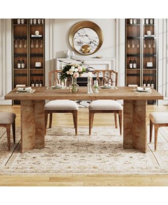 63-inch Dining Table for 4-6, Farmhouse Kitchen Table with Large Tabletop, Rectangular Dinner Eating Table