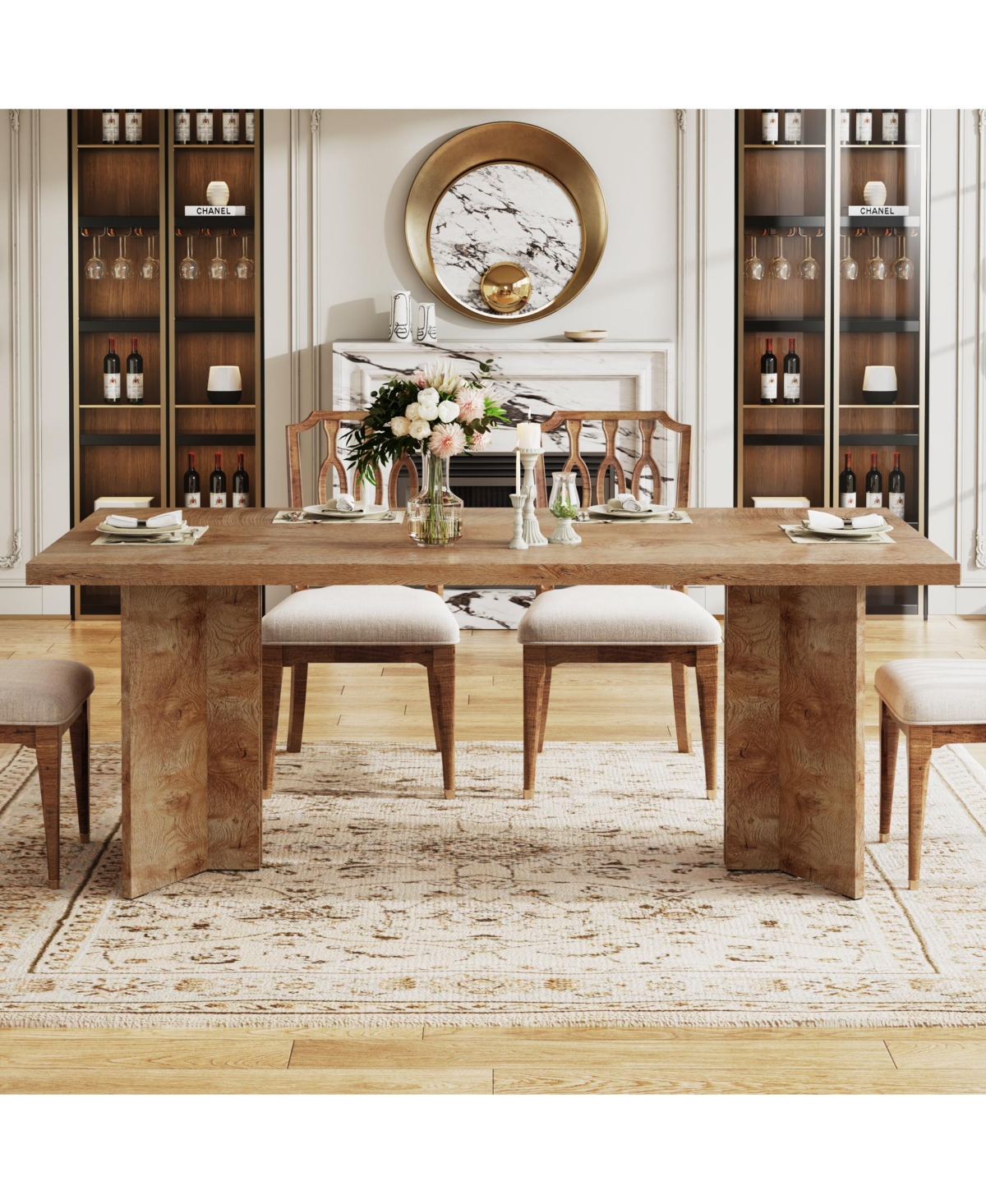 Tribesigns 63-inch Dining Table for 4-6, Farmhouse Kitchen Table with Large Tabletop, Rectangular Dinner Eating Table