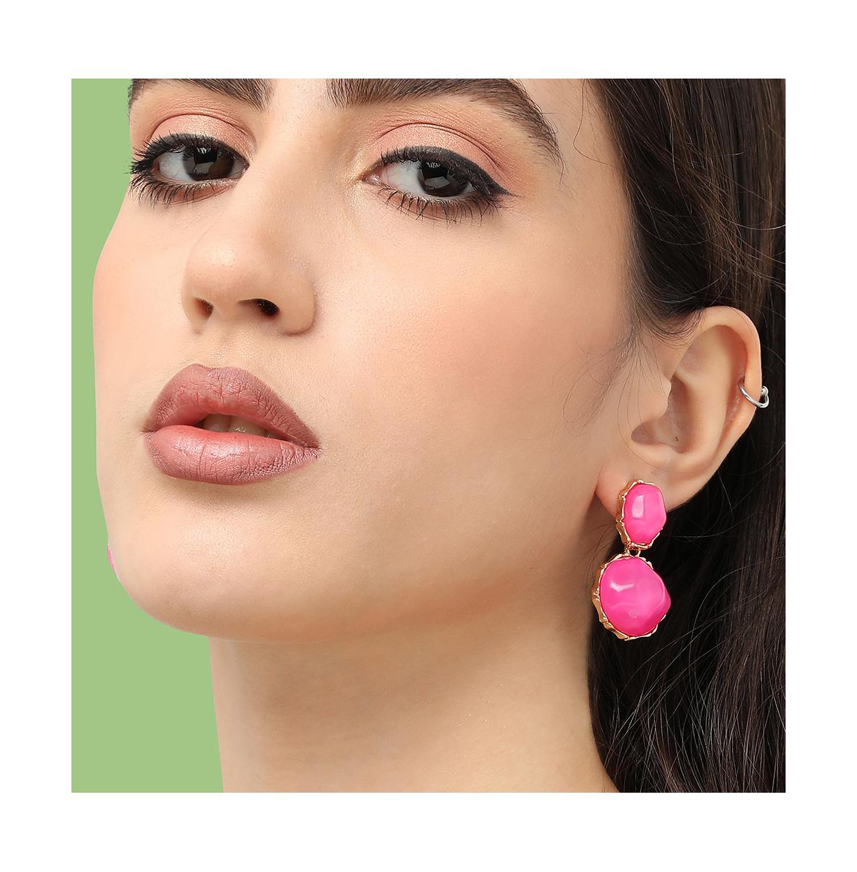 Sohi Pebbly Drop Earrings In Pink