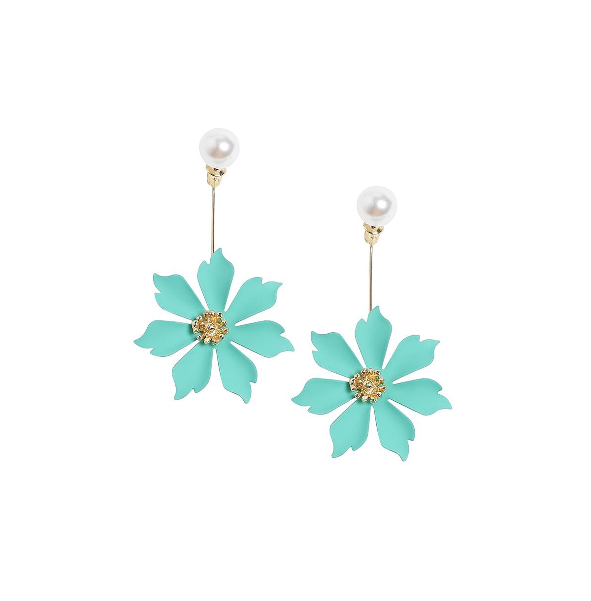 Floral Symphony Drop Earrings - Blue