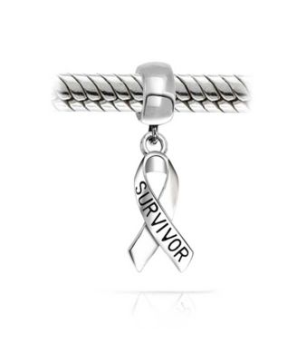 Breast Cancer Survivor Hope Dangle Charm Bead - Sterling Symbolic Jewelry