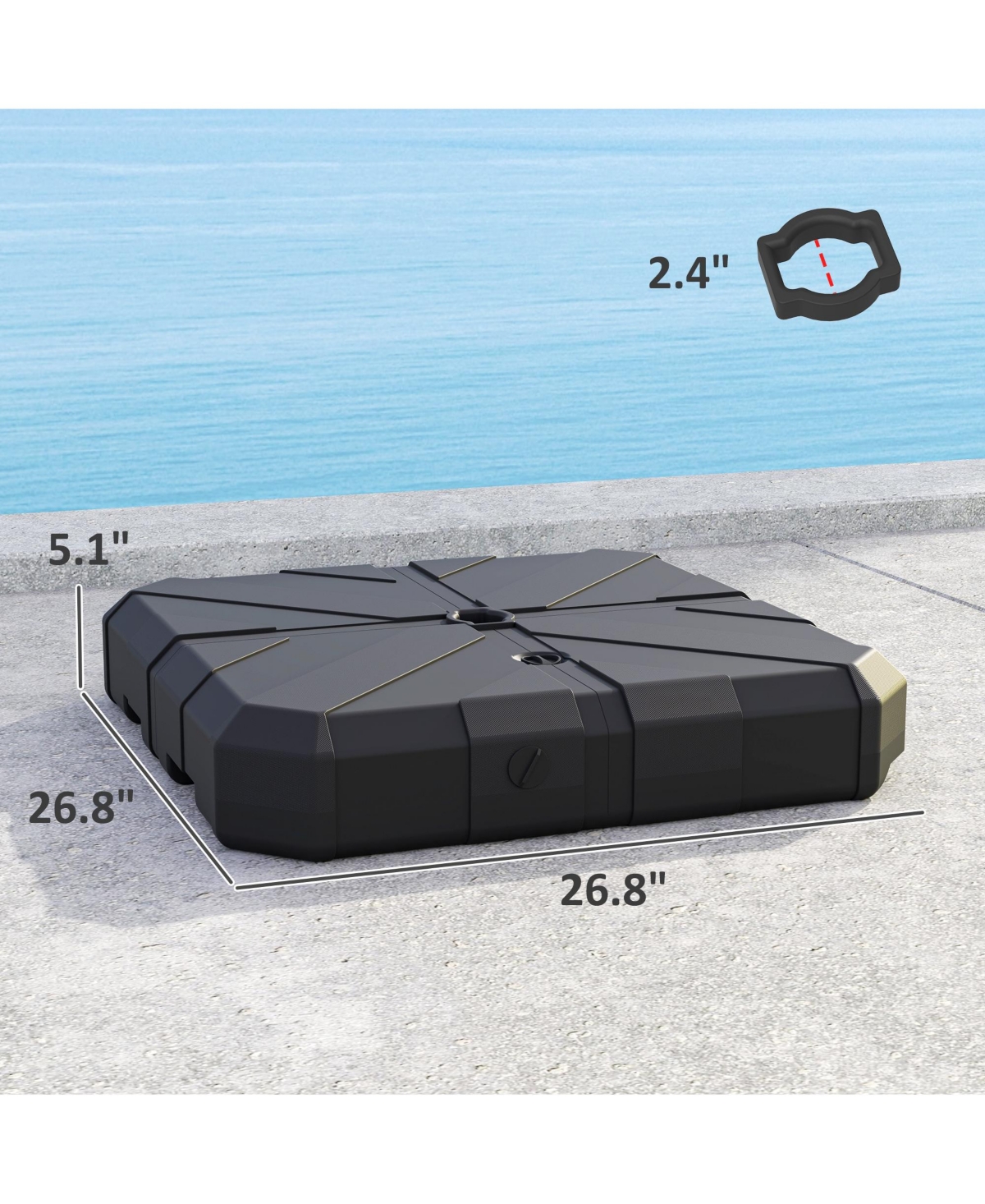 Offset Umbrella Base, /Water Filled Umbrella Sd, - Brown