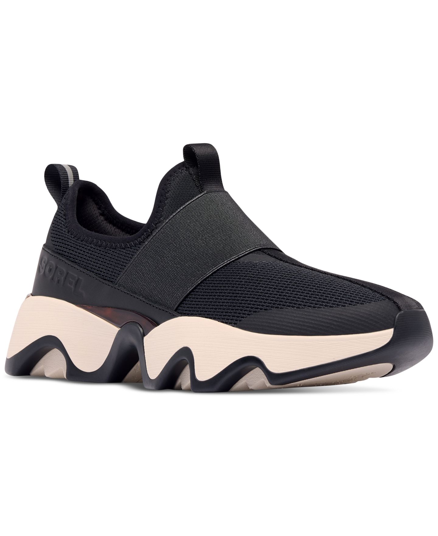 Женские кроссовки Sorel Kinetic Impact II Strapped Slip-On, цвет: Чёрный / Белый — фото 1
