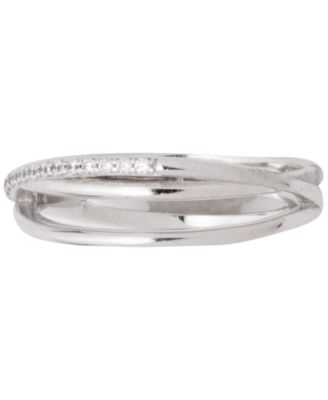 Sterling Silver Cubic Zirconia Pav&eacute; Criss Cross Ring