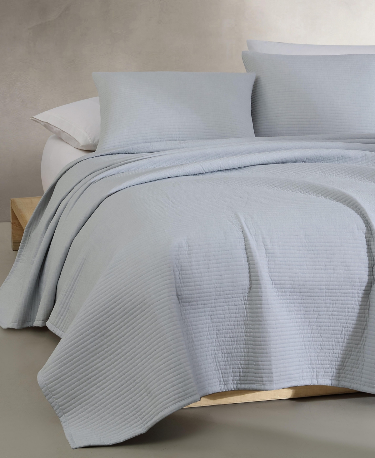 Calvin Klein Mini Channel Stitch Solid 3-pc. Quilt Set, King In Dawn Blue